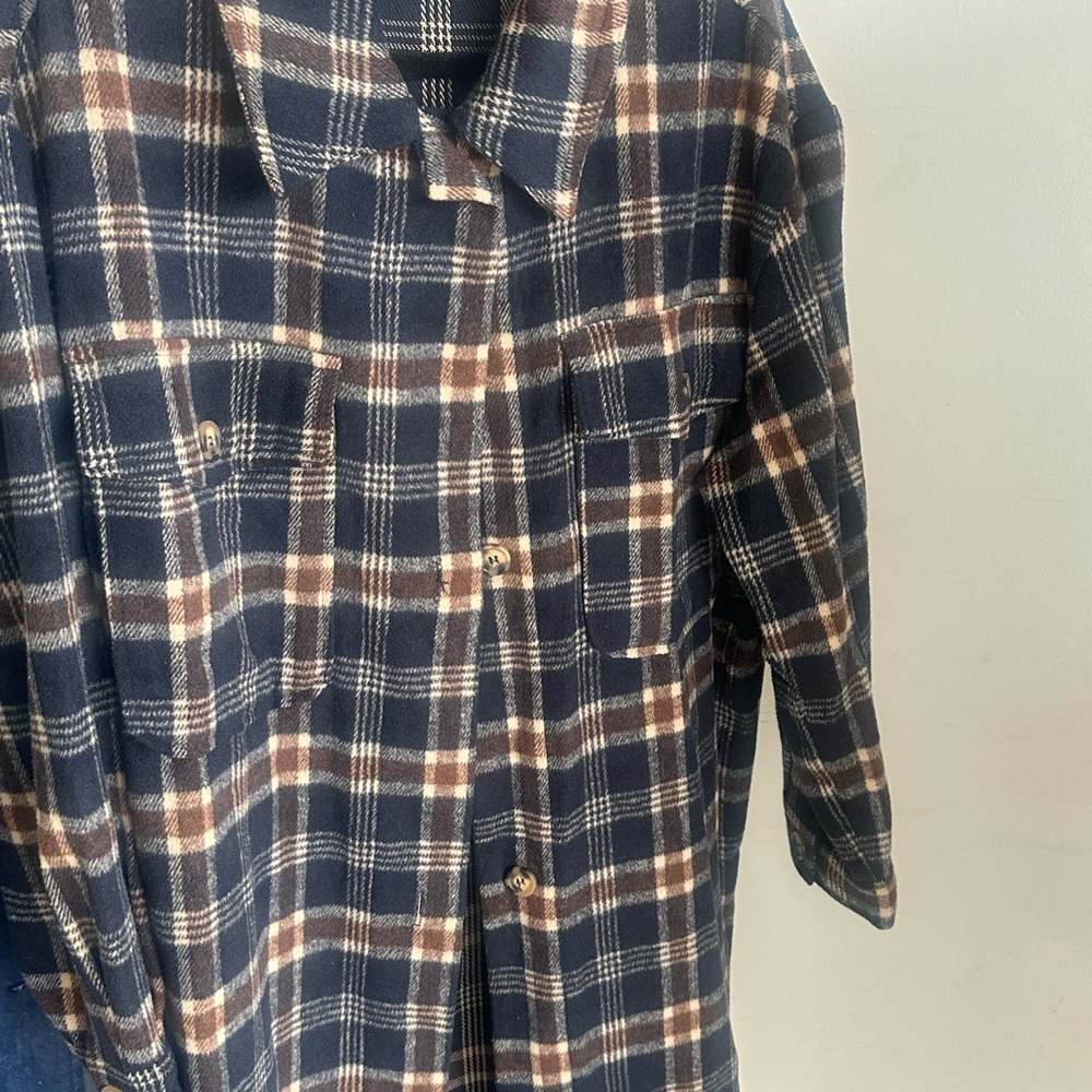 Papaya Navy and Brown Plaid Jacket